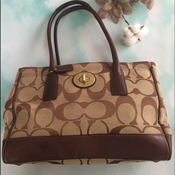 Coach🌷Purse Sz Med Tan/Brown - Picture 1 of 8